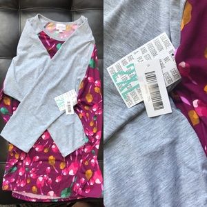 LulaRoe Randy 2XL Magenta and Gray